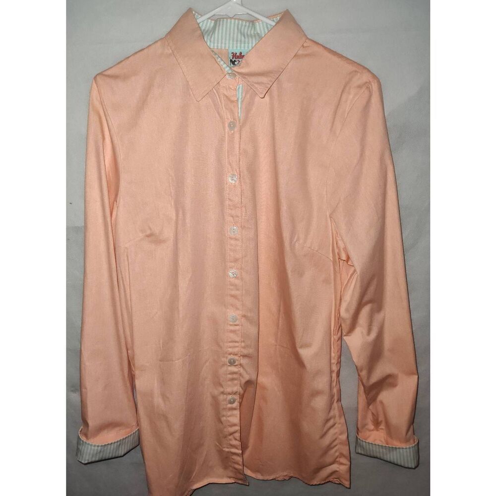 Vintage USA Haley and the Hound peach button up shirt Women's Medium. 100% cotto
